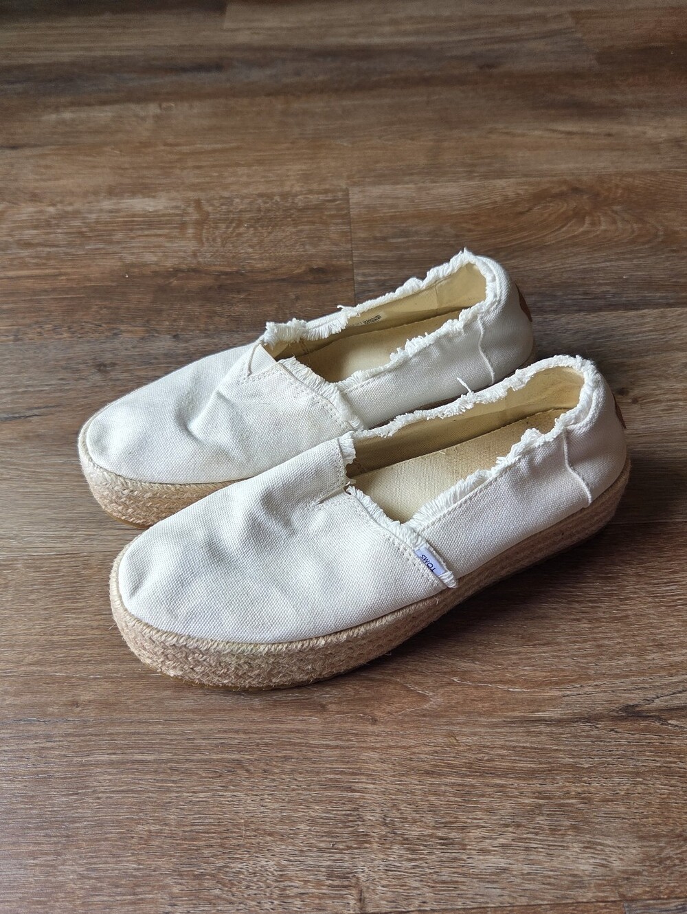 TOMS Women Valencia Platform Espadrille White Canvas Flats Slip On size 8 - Picture 4 of 10